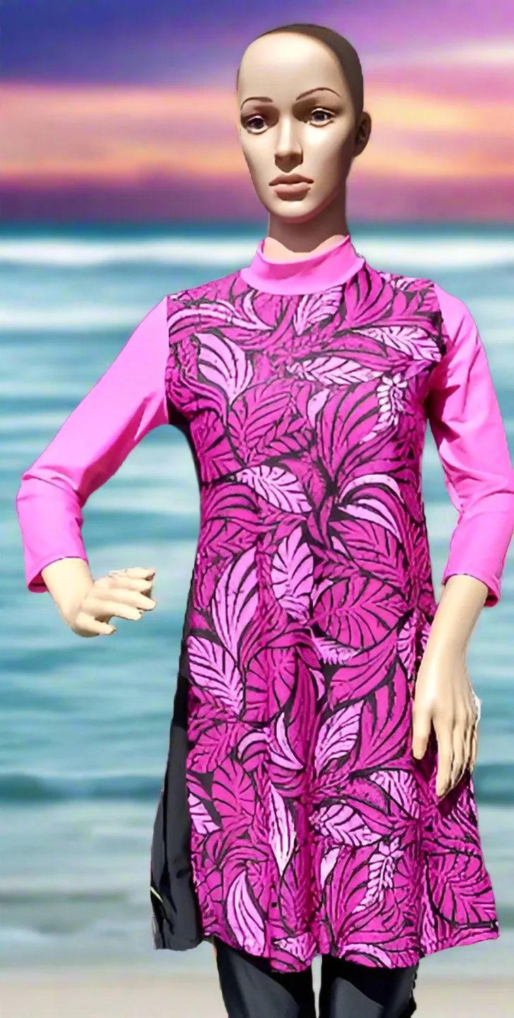 739 Modesty Tops Solid Colour with printed side panel in various prints