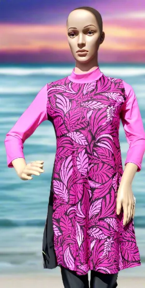 739 Modesty Tops Solid Colour with printed side panel in various prints