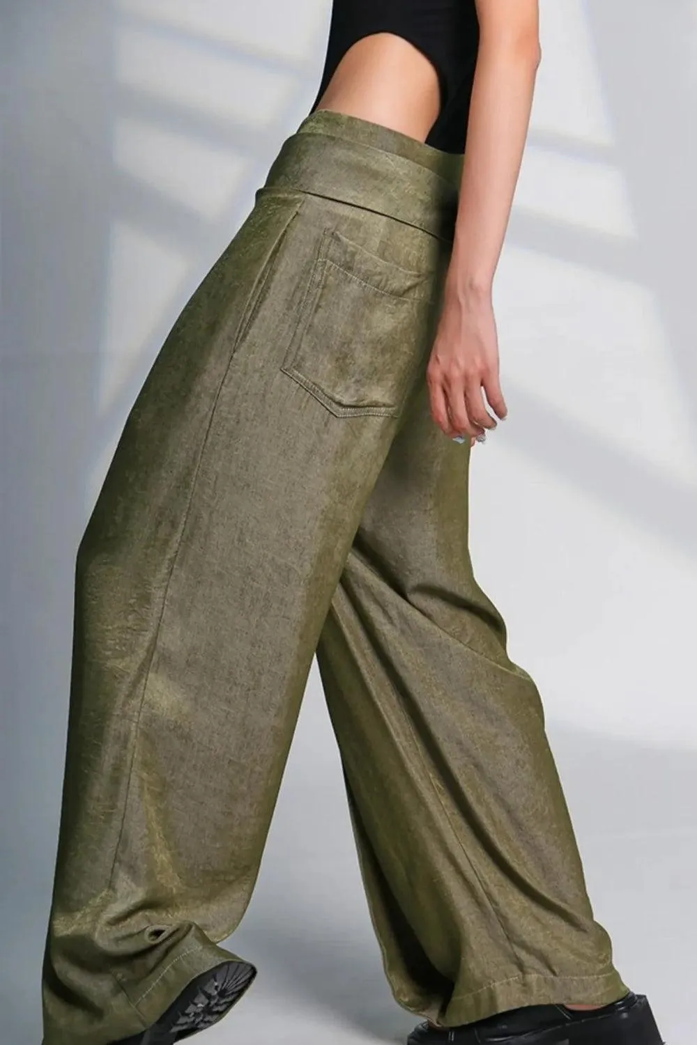 Asymmetrical Design Wide Leg Pants