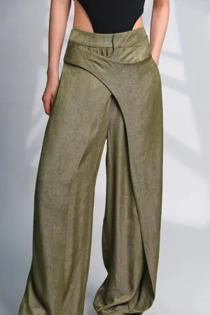 Asymmetrical Design Wide Leg Pants