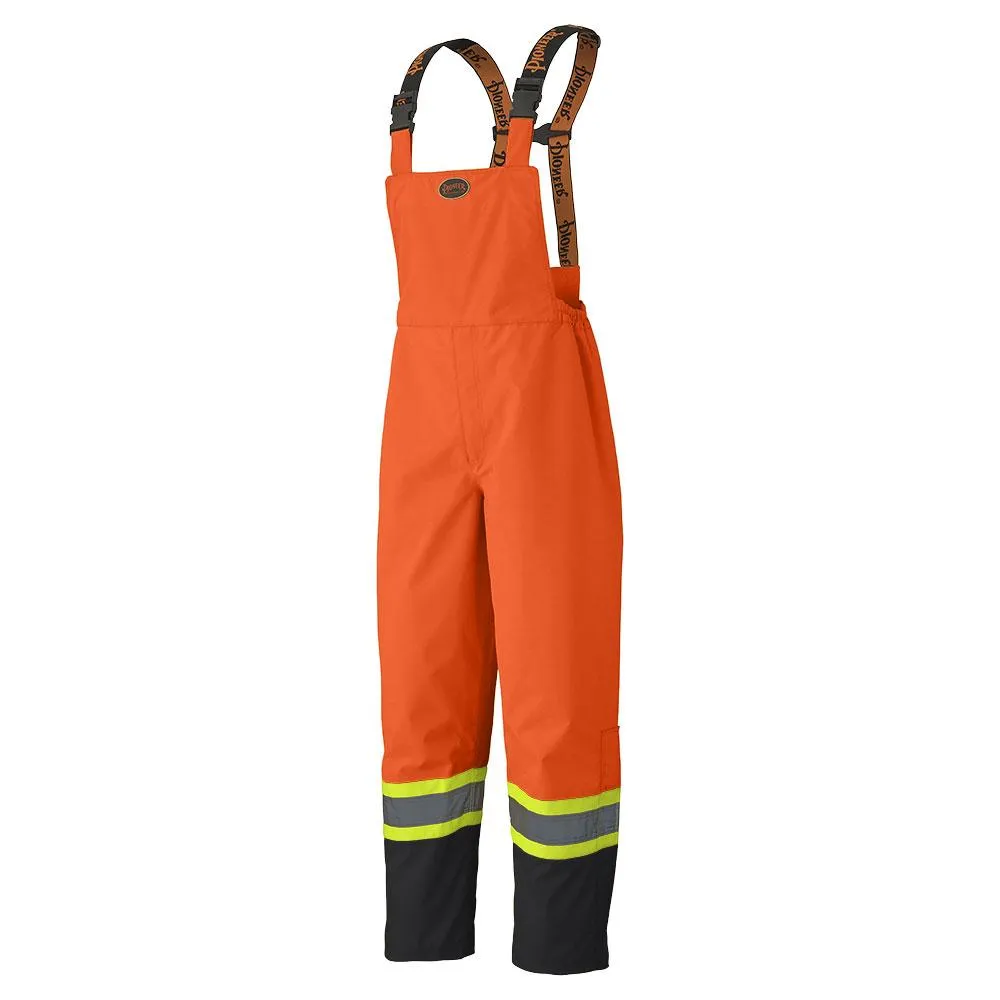 Bib Pants - Pioneer Hi-Viz Orange 300D Trilobal Ripstop Waterproof Safety Bib Pants, 5404