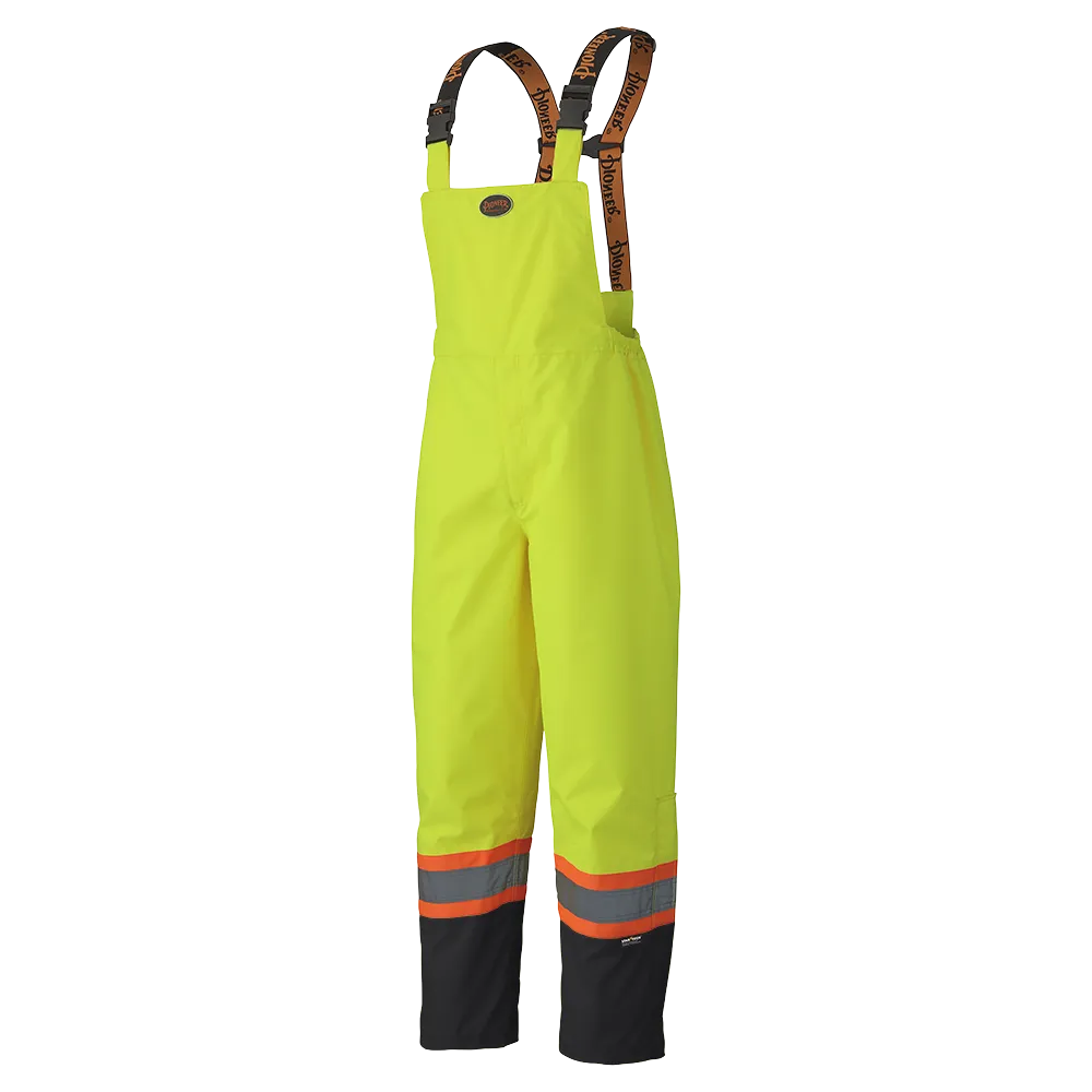 Bib Pants - Pioneer Hi-Viz Waterproof Safety Bib Pants 300D Ripstop PU Coated Poly Lined, 5405