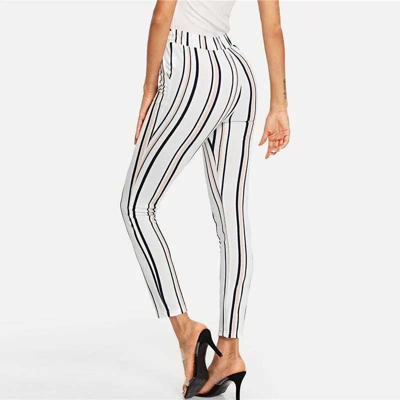 BLACK & PEACH STRIPE ARE SO RIGHT ANKLE PANTS