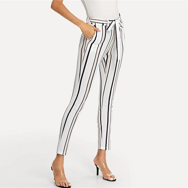 BLACK & PEACH STRIPE ARE SO RIGHT ANKLE PANTS