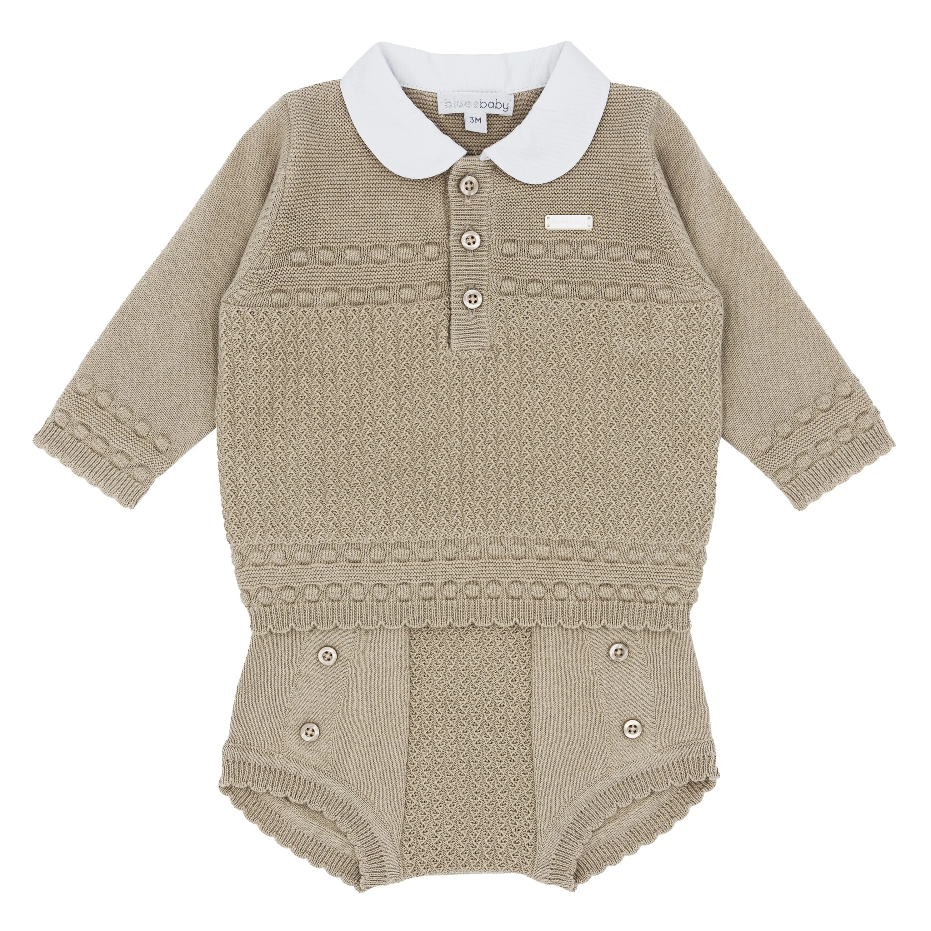 Blues Baby Boys Beige Valongo Collection Knitted Jam Pants Set *Preorder