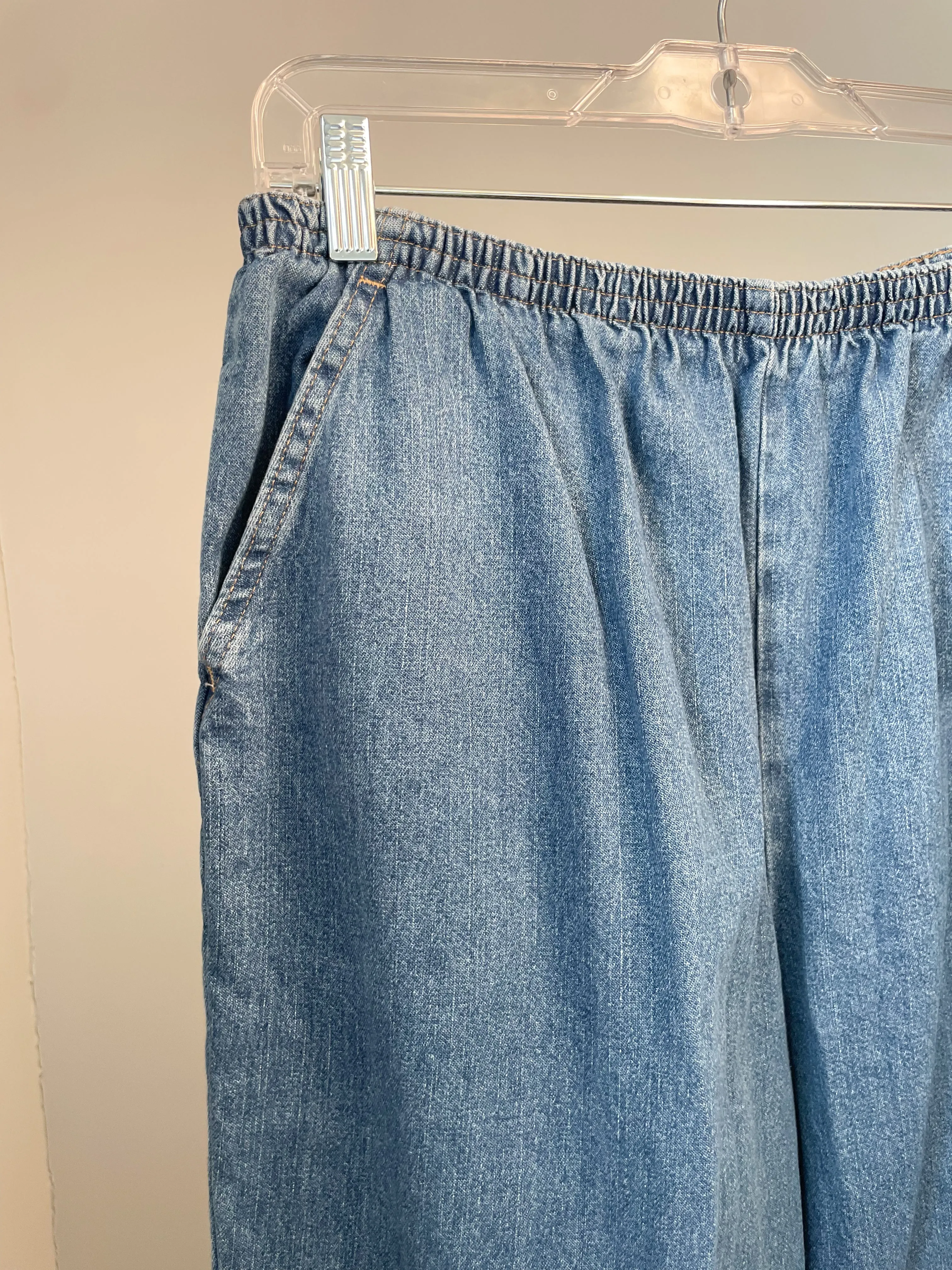 Chic Chambray Denim High Rise Wide Leg Pants - Size 14