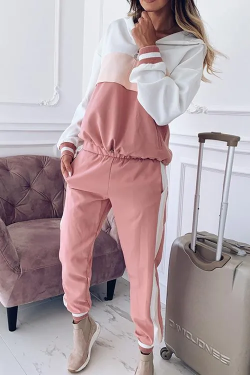 Color Block Hoodie Pants Set