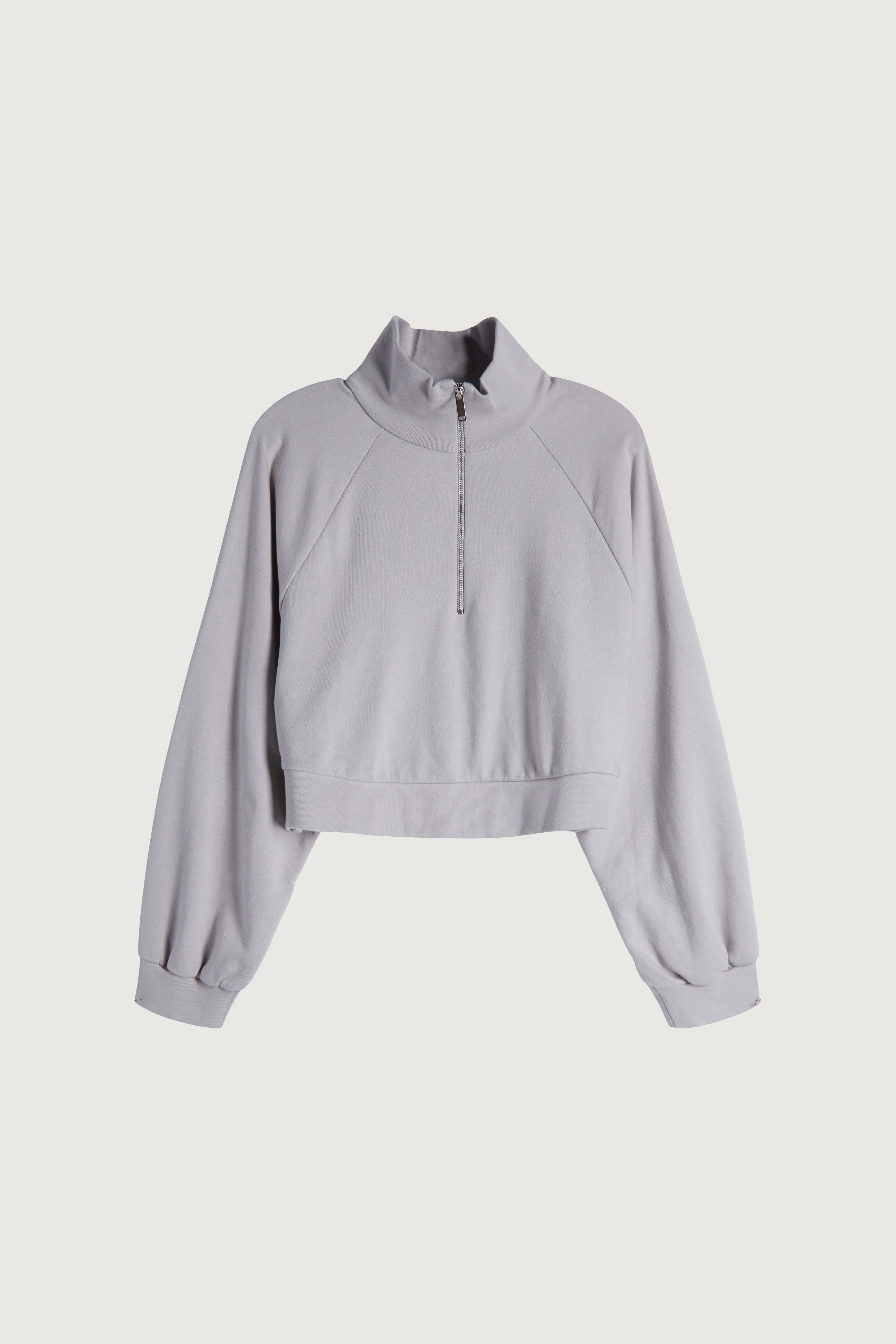 CROPPED QUARTER ZIP SWEATSHIRT