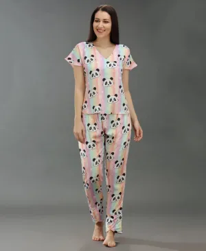 Cute Panda Print Night Suit