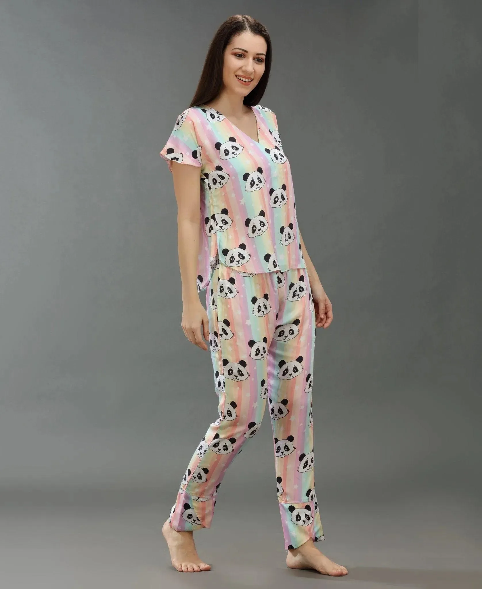 Cute Panda Print Night Suit