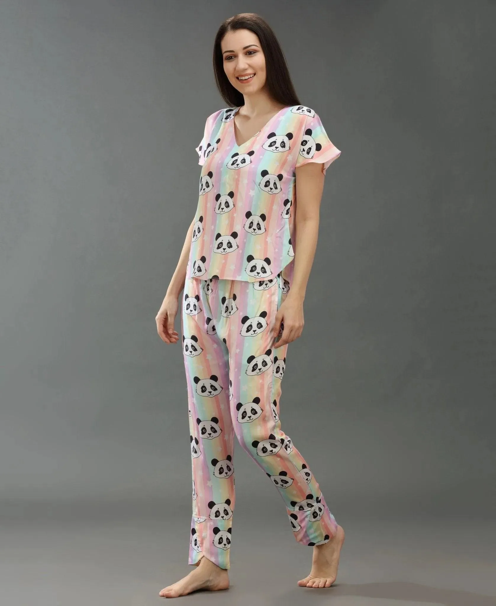 Cute Panda Print Night Suit