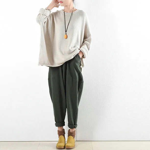 dark green warm cotton winter pants oversized pants 2021