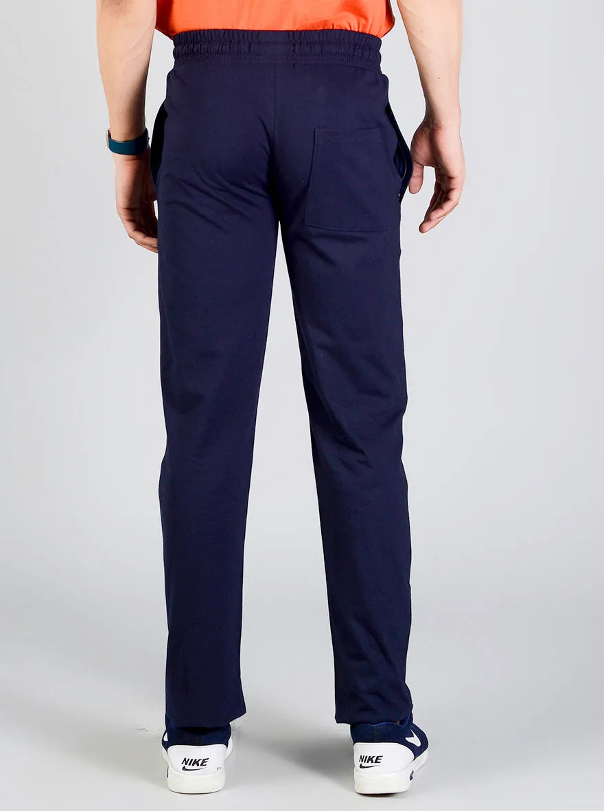 Dark Navy Blue Solid Regular Fit Track Pants | JadeBlue