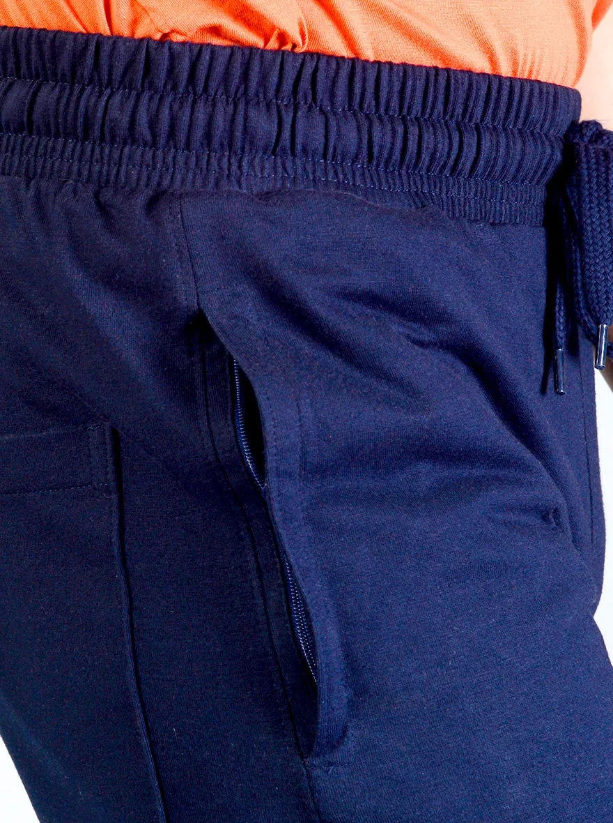 Dark Navy Blue Solid Regular Fit Track Pants | JadeBlue