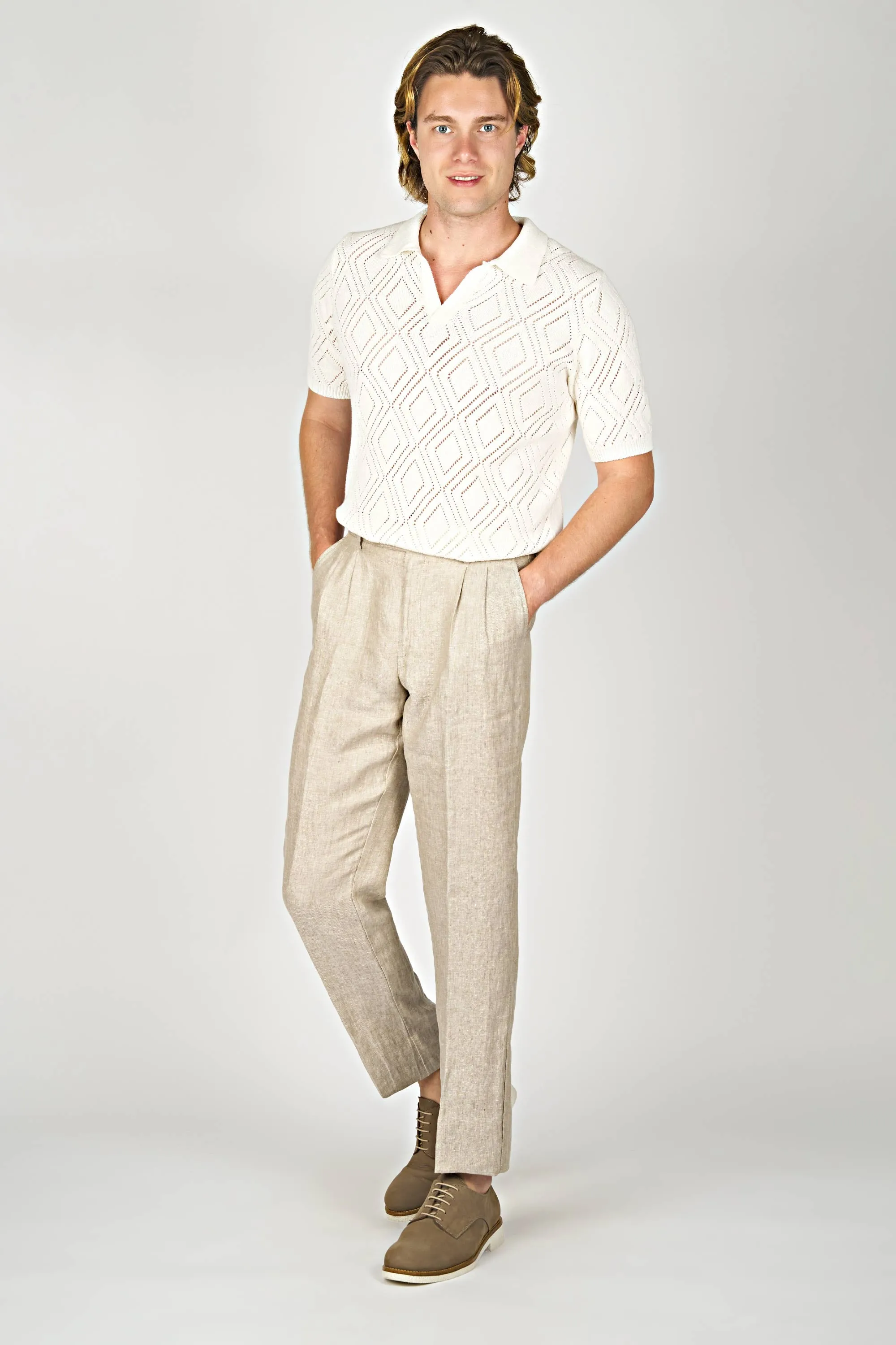 Double Pleats Linen Trousers