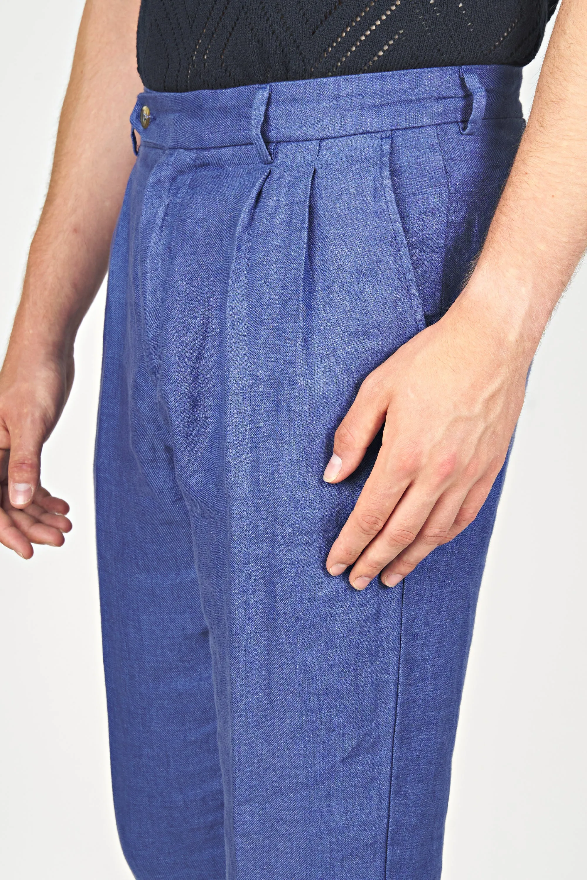 Double Pleats Linen Trousers