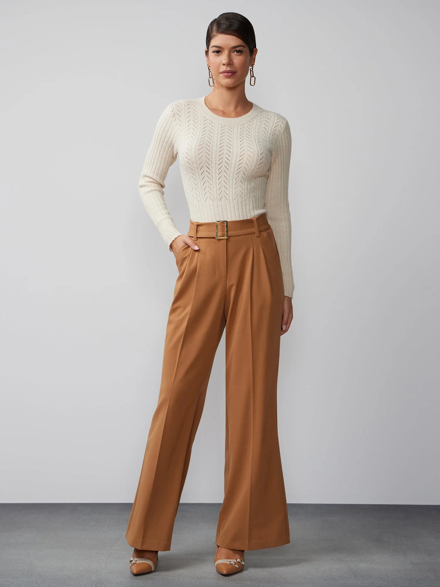 Essential Stretch Pleated Wide Leg Pant