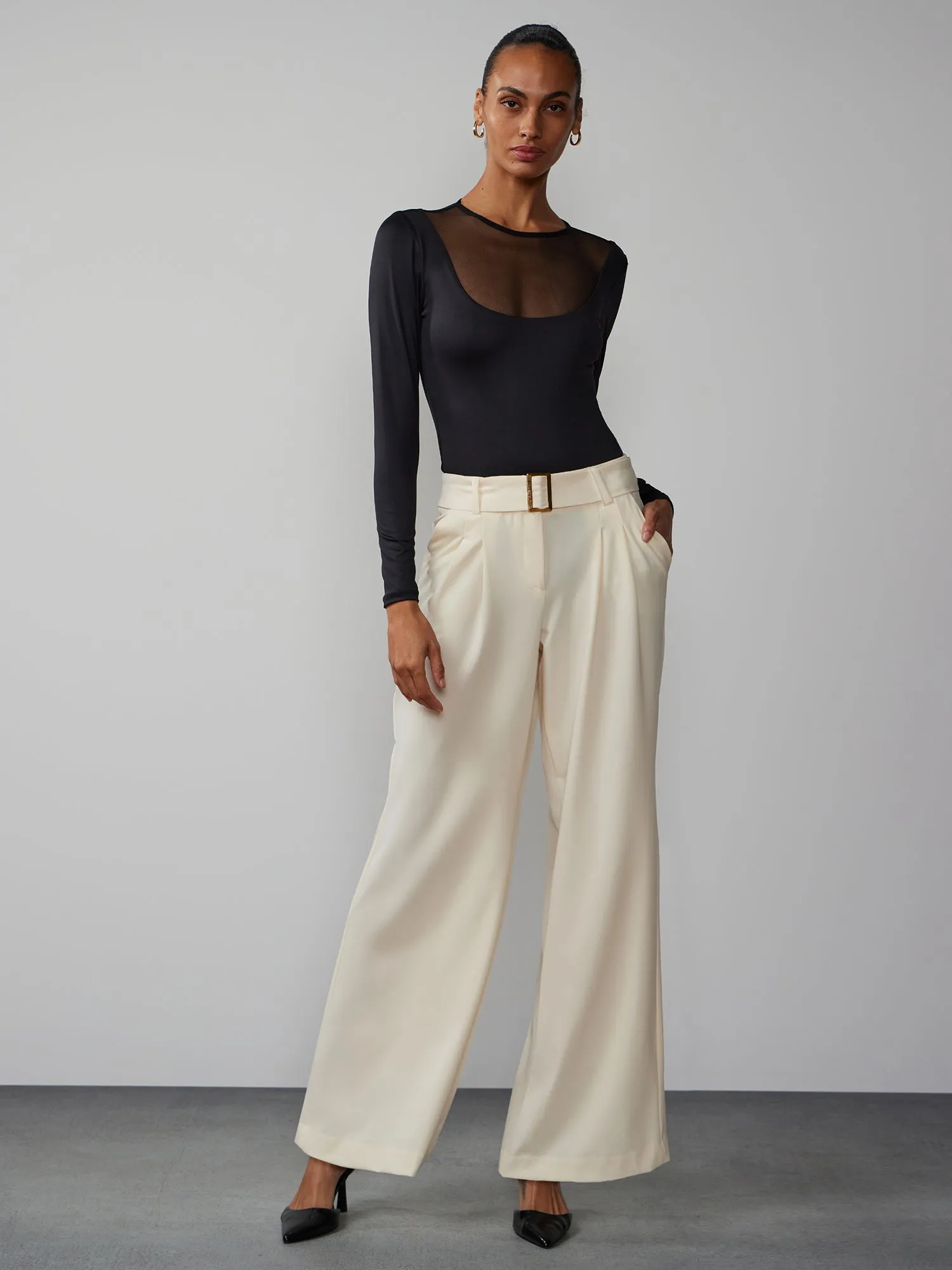 Essential Stretch Pleated Wide Leg Pant