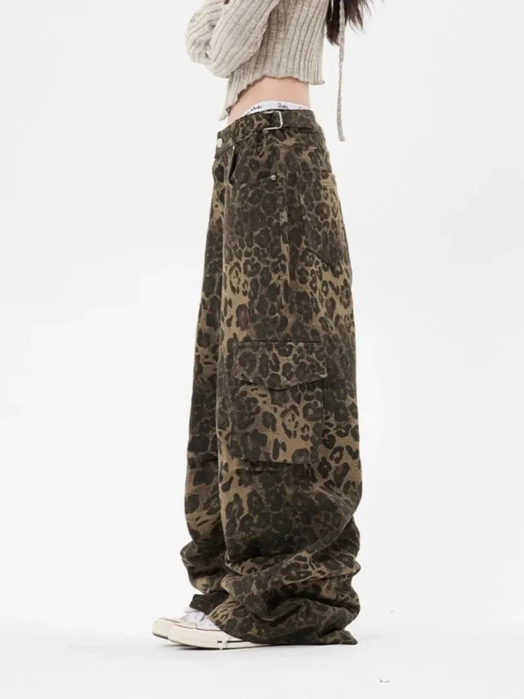 HEYFANCYSTYLE Leopard Cargo Pants