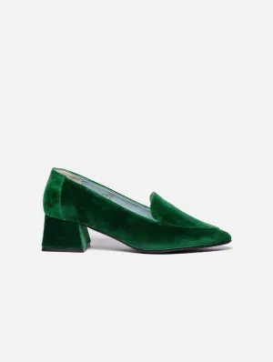 Iris Vegan Velvet Moccasin Loafers | Green