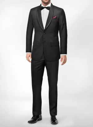 Italian Style Black Wool Tuxedo - Satin Trim