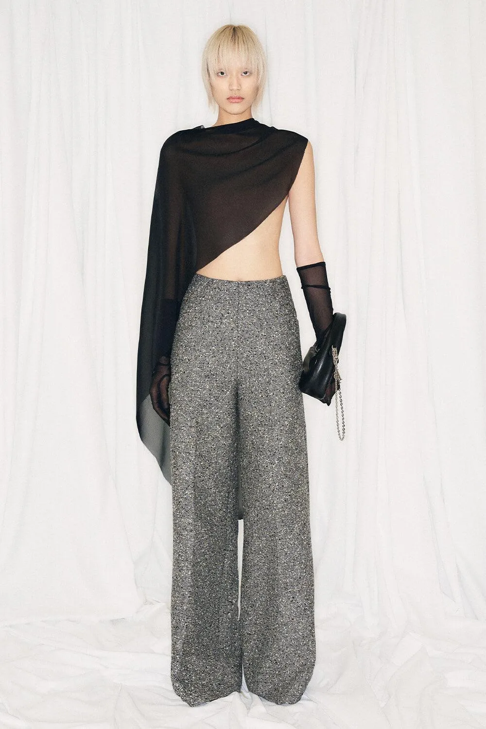 Kirea Straight Wide Leg Tweed Floor Length Pants