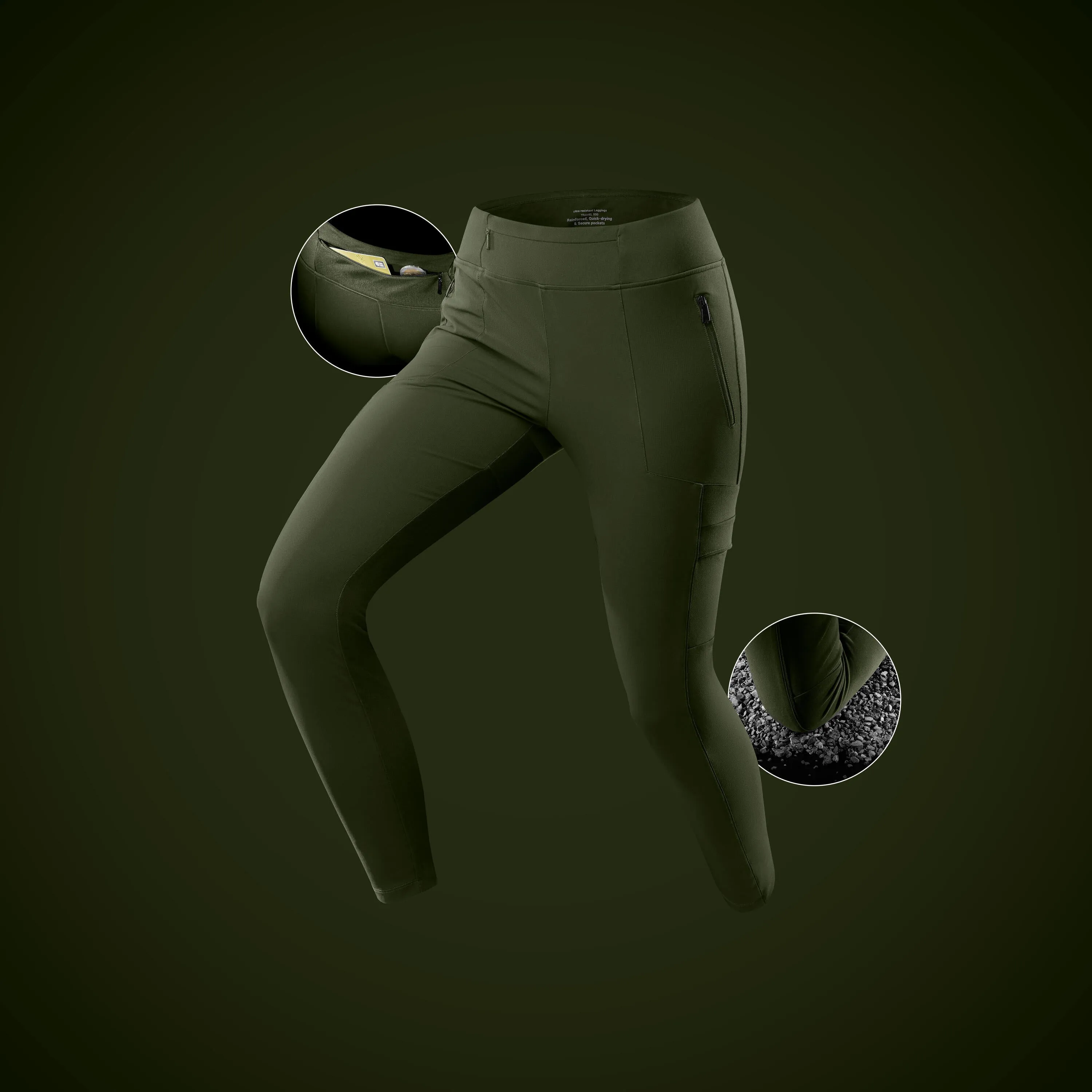 Leggings Forcalz Travel 500 for trekking and travel for women, dark green