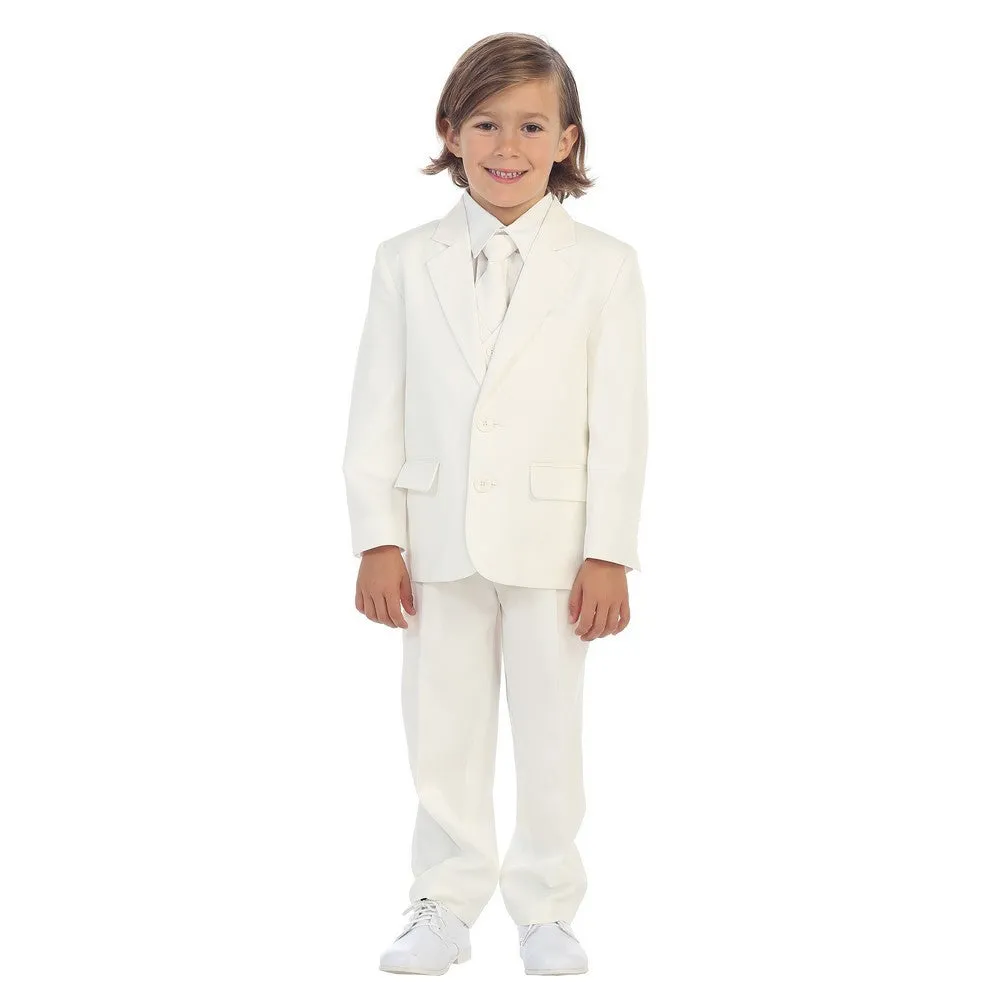 Little Boys Ivory Jewels & Gents Jacket Vest Shirt Tie Pants 5 Pc Suit 4T