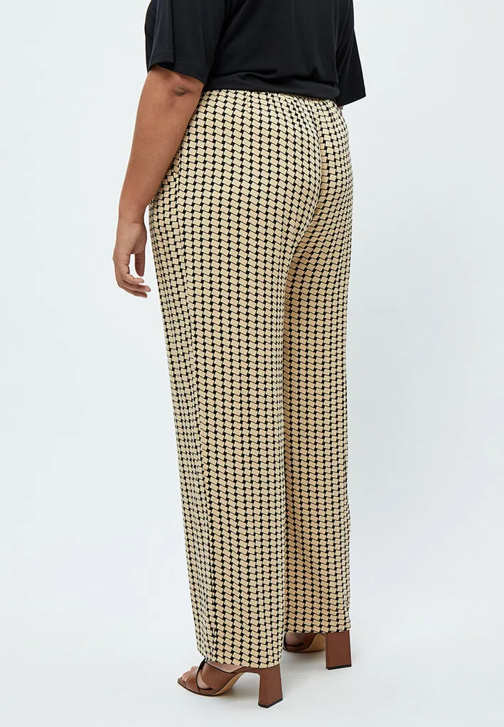 Lykke Wide Leg Pants Curve - Warm Sand Print