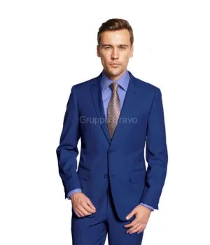 Mantoni 2 Button Modern Fit Sharkskin Wool Suit - Blue