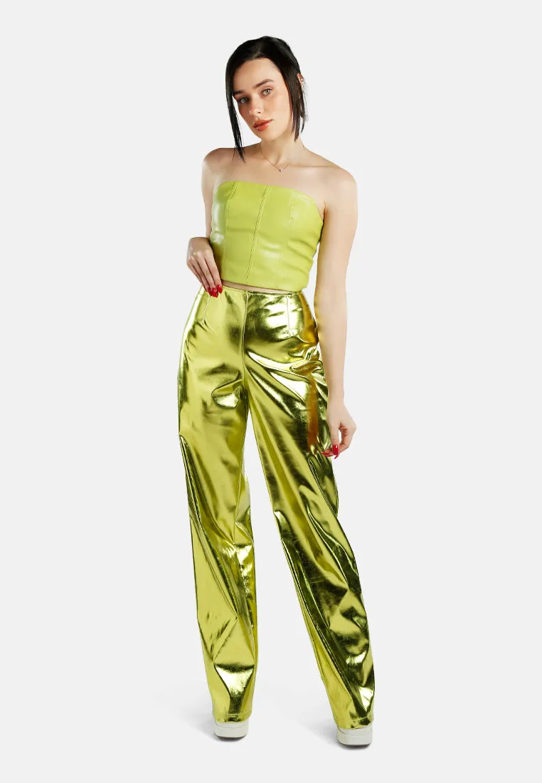 Metallic High Waist Pants