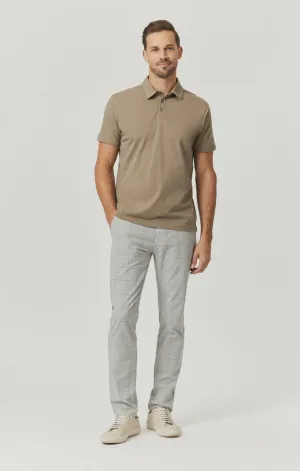 Milton Slim Straight Chino Pants - Light Grey Check