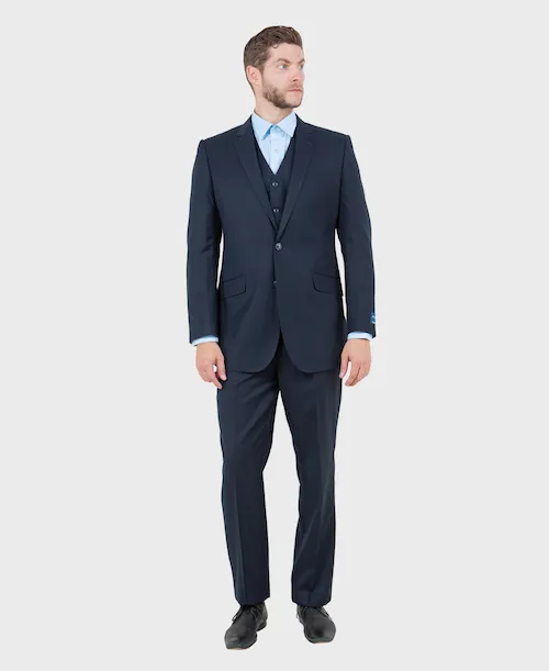 Navy Wool Modern Fit 3 Piece Suit