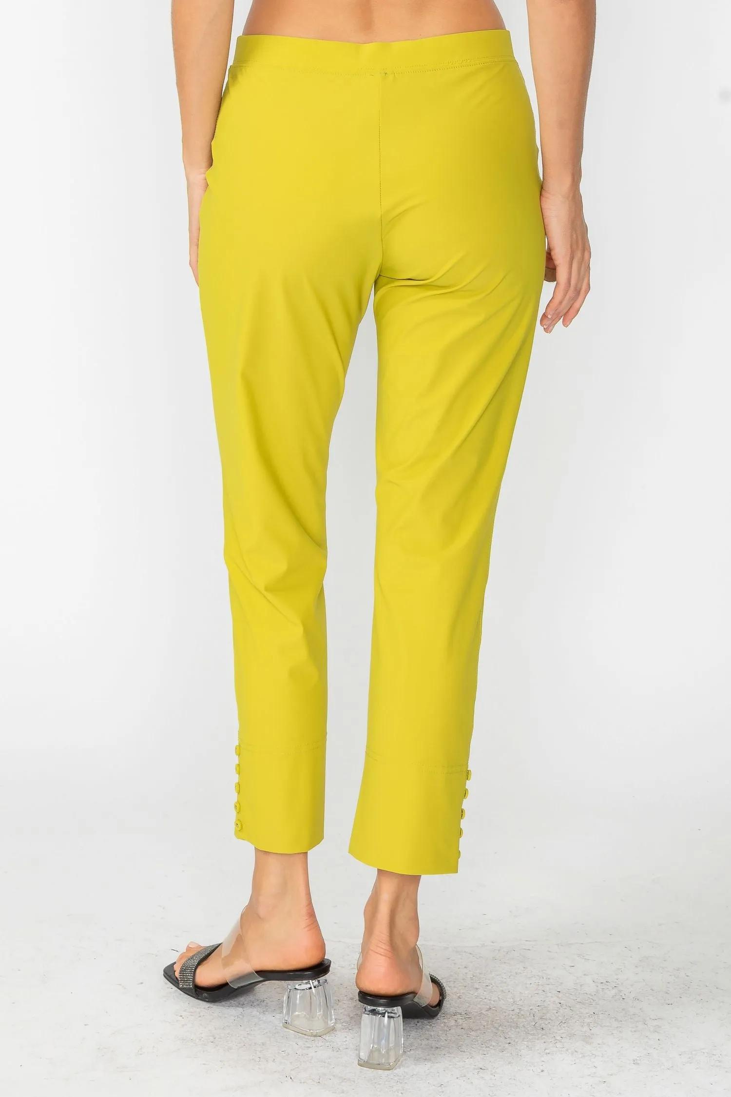 Pear Button Hem Slim Crops