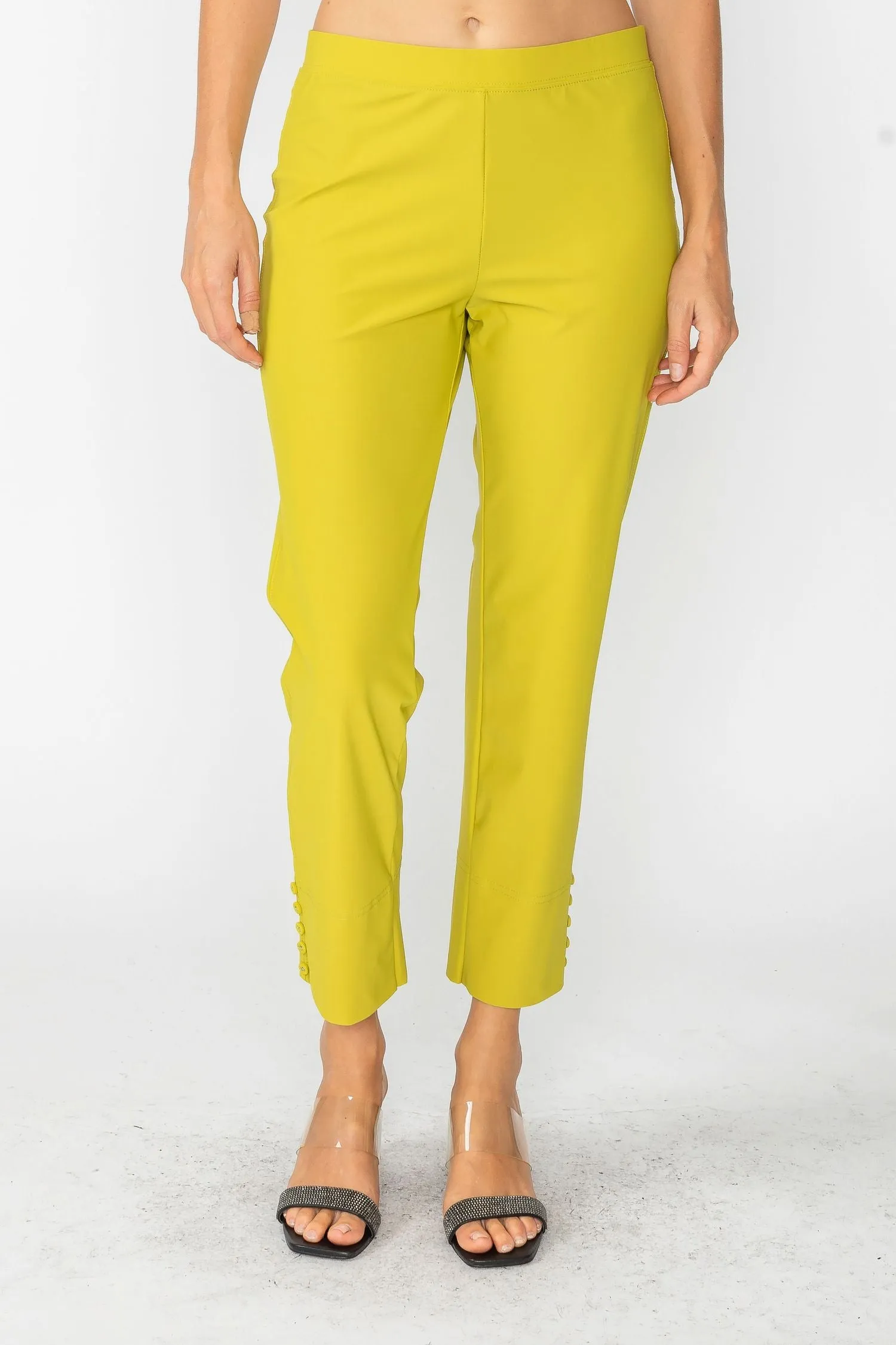 Pear Button Hem Slim Crops