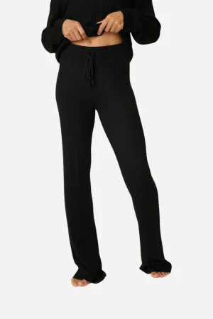 PJ Salvage Jet Set Luxe Ribbed Lounge Pant in Black