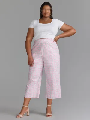 Plus Plaid Bengaline Wide Leg Pants