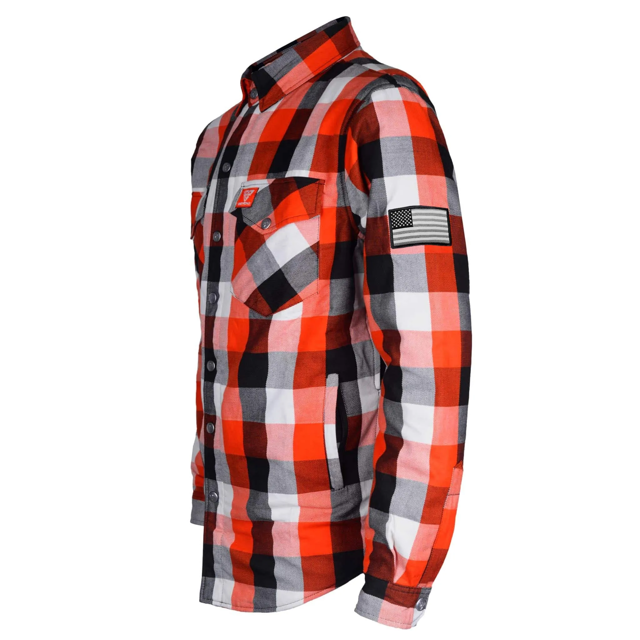 Protective Flannel Shirt - Red, Black, White Checkered with Pads