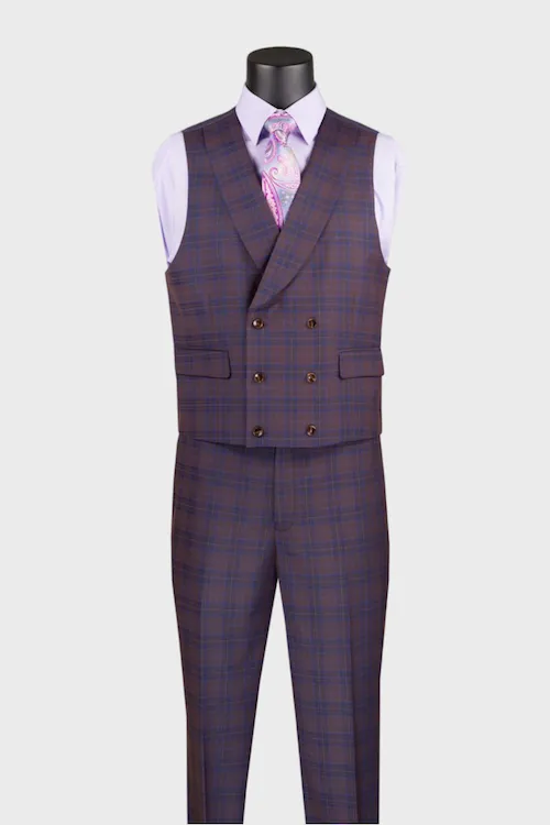 Purple Modern Fit Windowpane Suit