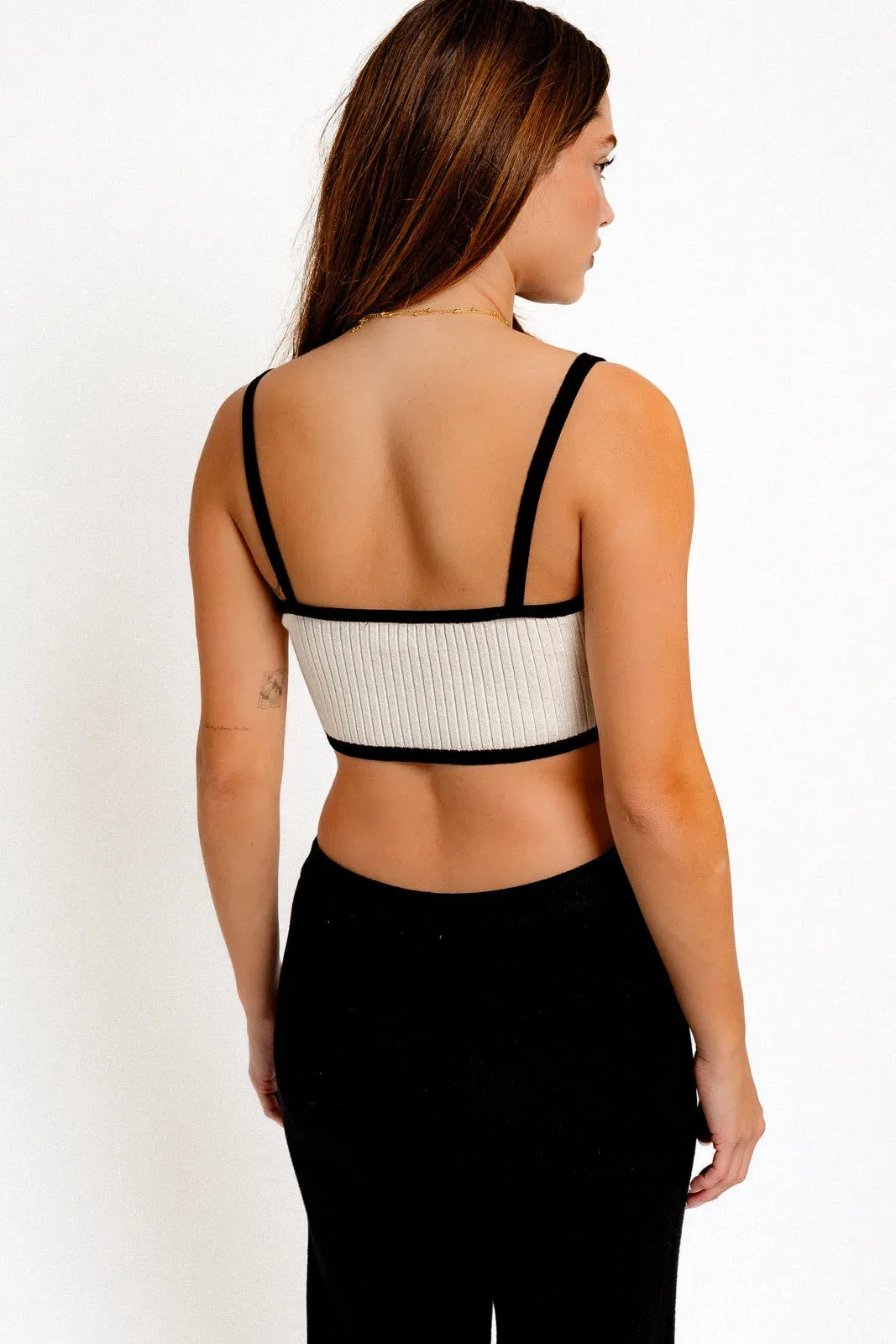 Ribbed Crop Contrast Top & Sweater Pants Set