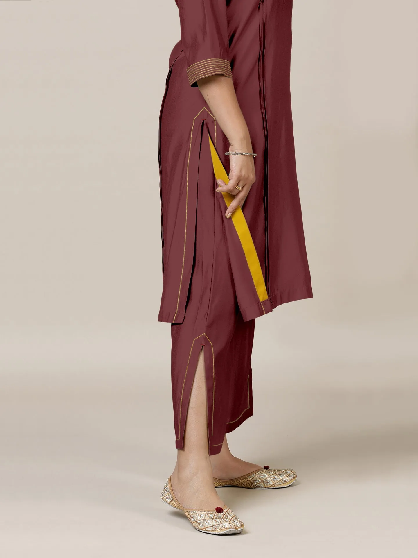 Saba x Rozaana | Deep Maroon Cotton Silk Pants