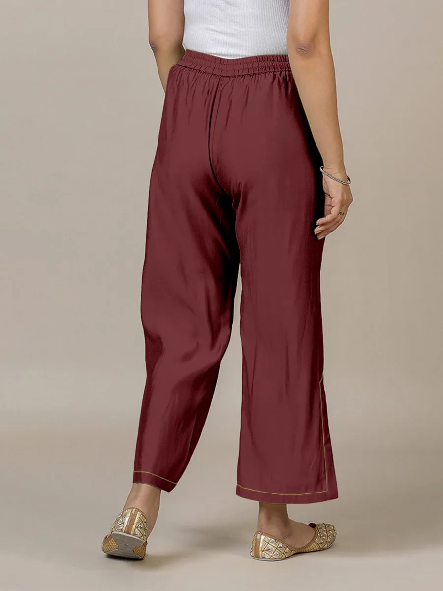 Saba x Rozaana | Deep Maroon Cotton Silk Pants