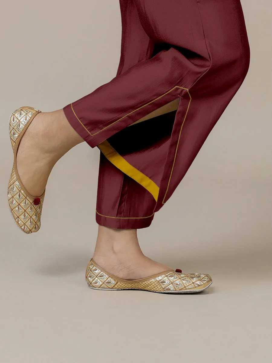 Saba x Rozaana | Deep Maroon Cotton Silk Pants