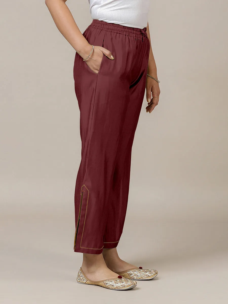 Saba x Rozaana | Deep Maroon Cotton Silk Pants