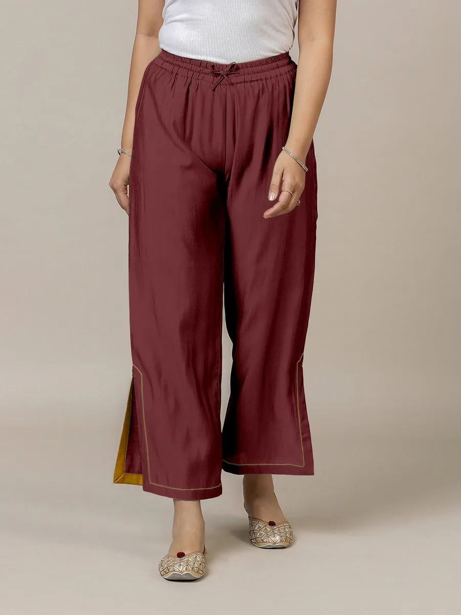 Saba x Rozaana | Deep Maroon Cotton Silk Pants