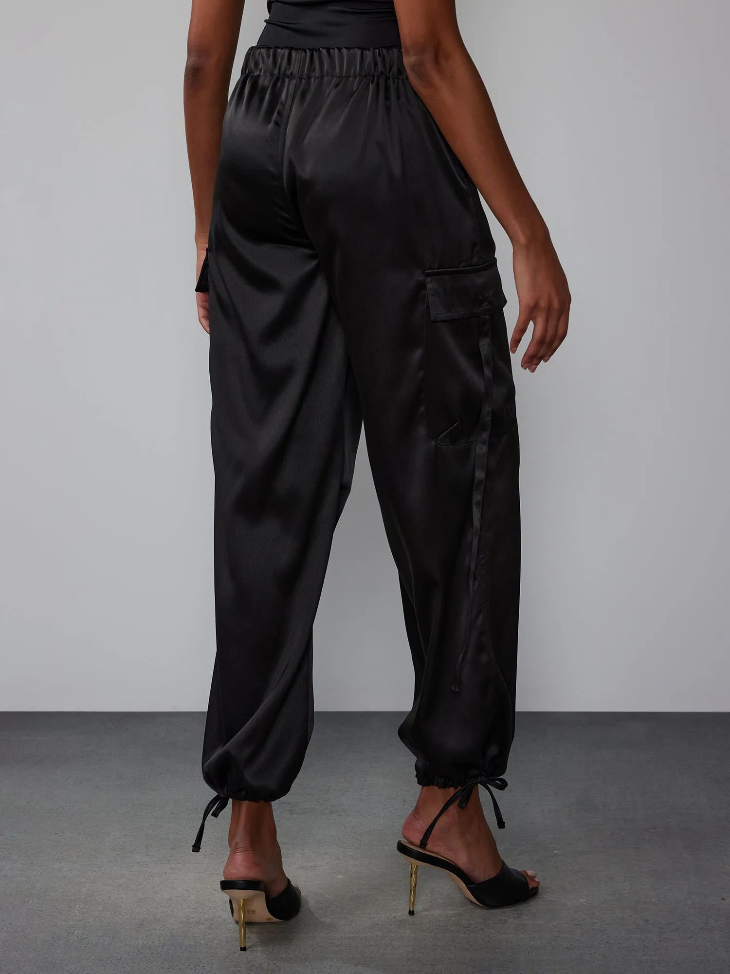 Satin Cargo Tie Pant