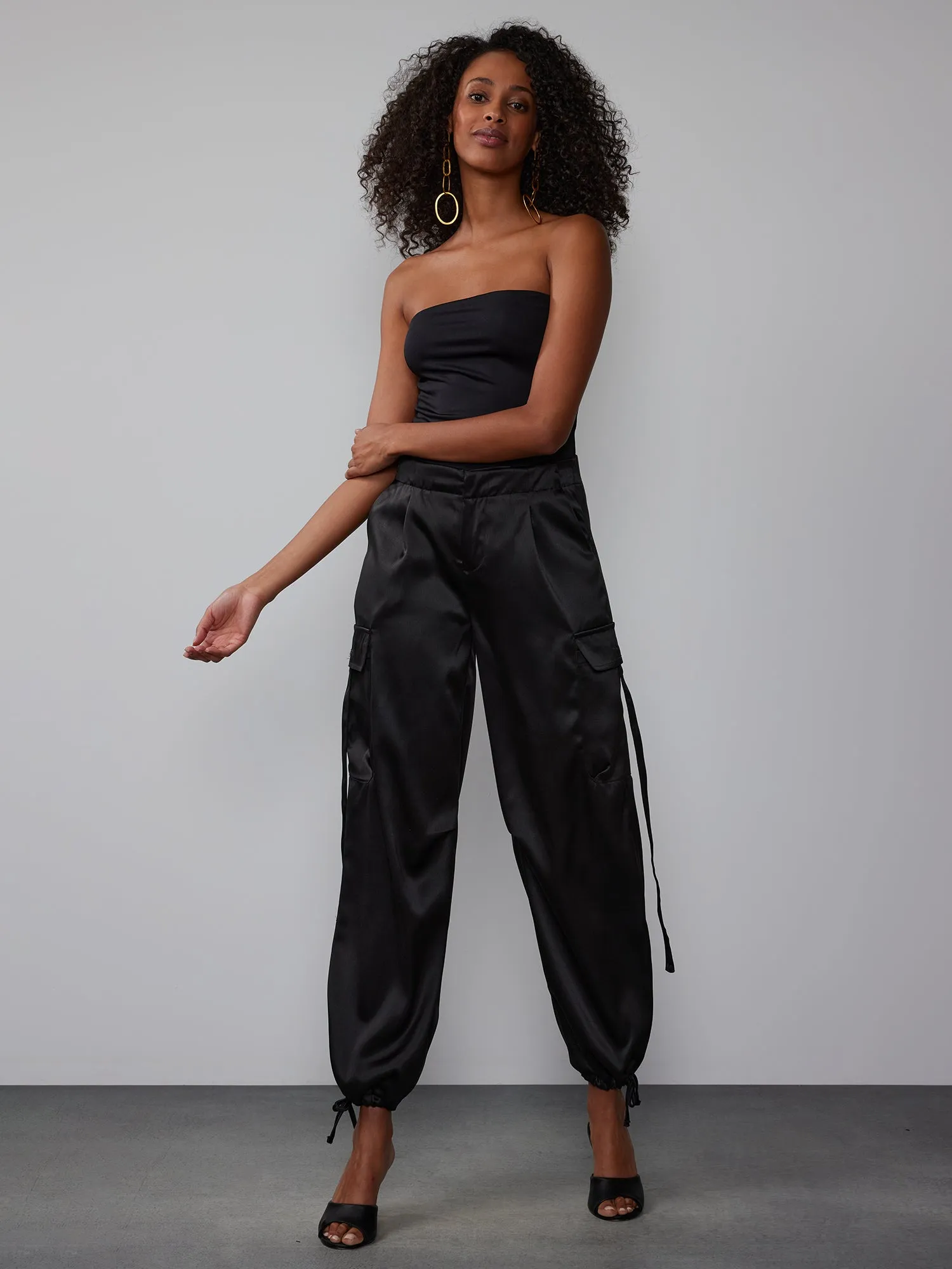 Satin Cargo Tie Pant