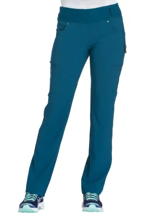 Scrub Pants - Cherokee Women's iFlex Mid Rise Straight Leg Pull-on Pant - Caribbean Blue, CK002