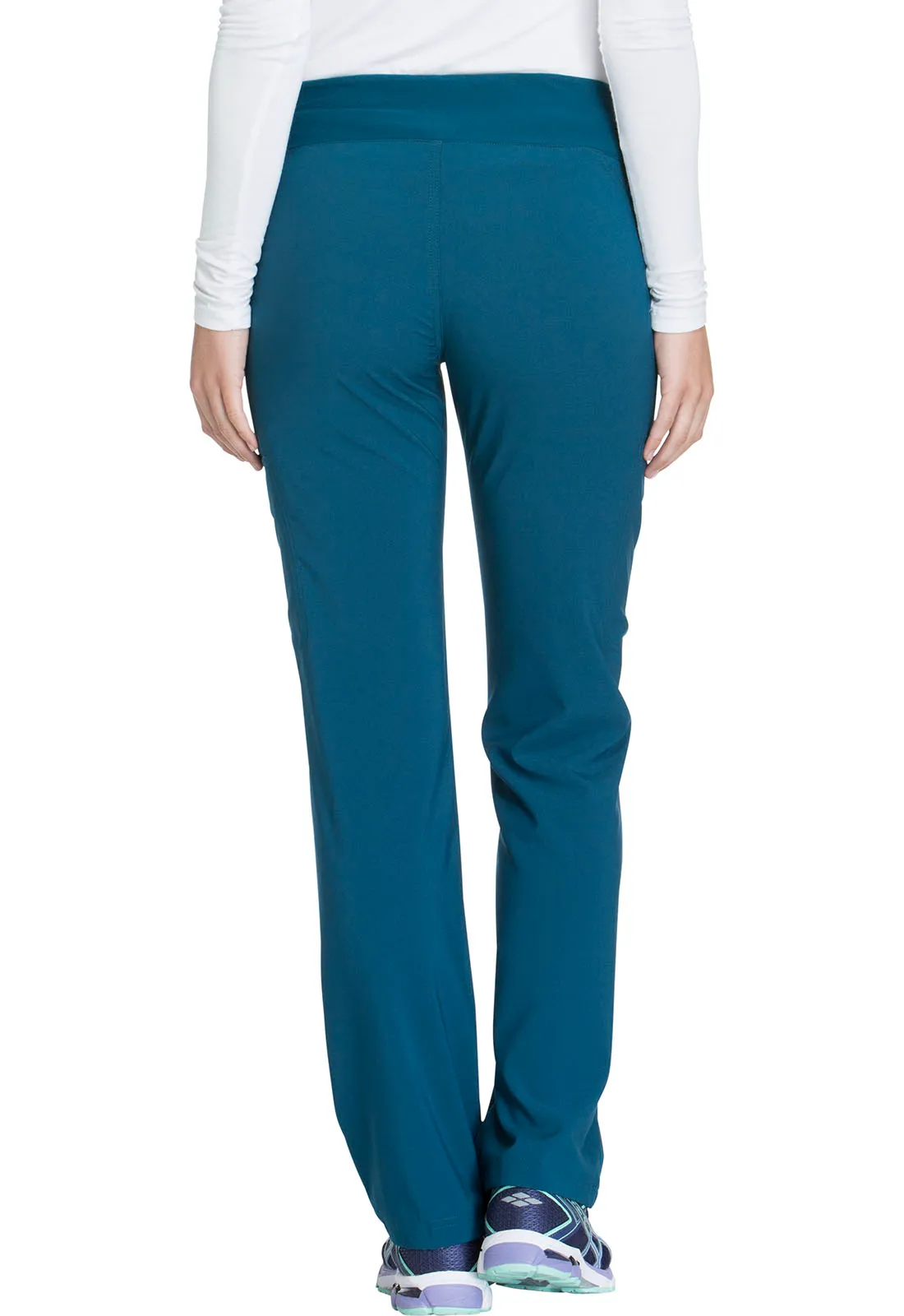 Scrub Pants - Cherokee Women's iFlex Mid Rise Straight Leg Pull-on Pant - Caribbean Blue, CK002