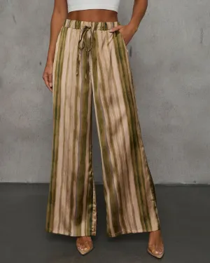 Shaylan Striped Waist Tie Pants